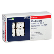 Leviton OUTLET DPLX 20A WHT 10PK CBR20-WMP